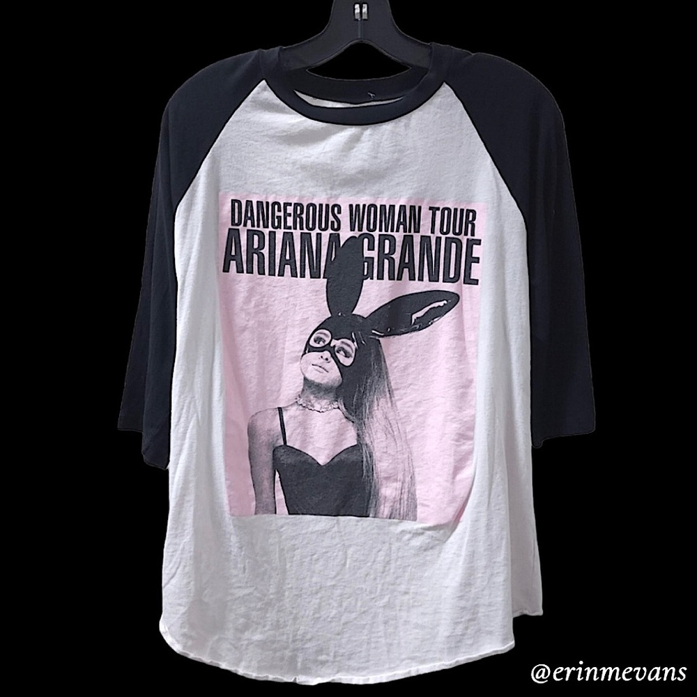 Ariana Grande 2017 Dangerous World Tour Ragland 3/4 Sleeve Large EUC